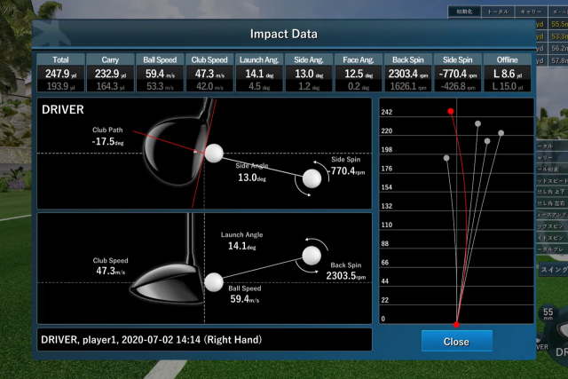 SDR_GOLF_SIMULATOR_DUNLOP_スイングデータ｜thegolfbase（ザゴルフベース）浦安の会員制インドアゴルフ練習場